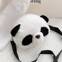 New grab machine doll toy bag cartoon plush bag cute girl panda shoulder messenger bag 23cm*6cm*23cm including portable white