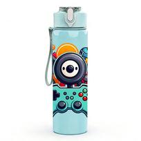 1PC Color Game Controller Camera 750ml Color Plastic Sports Water Bottle Leakproof Flip Straw Lid Suitable for Sports Office Home Use mėlyna