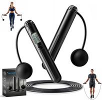 Japanese Product 2WAY Air Jump Rope for Adults with Counting Function - Fitness and Training black
