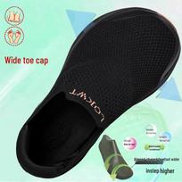 Unisex Wide-Toe Non-Slip Slip-On Walking Shoes for Hallux Valgus - Casual Summer Footwear 45 black