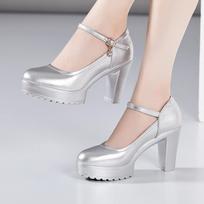 Women Mary Jane High Heel Pumps Black Dress Shoes Party Wedding Office Big Size 32-43 7CM 9CM 12CM Heeled 43 gray