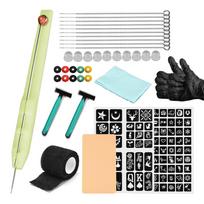 Hand Stick Tattoo Kit DIY Tattoo Supply Ink Gloves and Inkbox Tattoo Needles Set Includes 3RL / 5RL / 7RL / 9RL gray