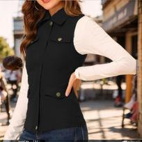 Spring Autumn New Solid Color Sleeveless Zipper Cardigan Vest for Women, Multi Pocket Outerwear 2XL juoda