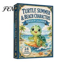 Cute Turtle Themed Toys Marine Life Advent Calendars 2026, 24 Days Christmas Countdown Calendar with 2D Acrylic Retro Illustration Gift Box C