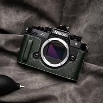 Genuine Leather Camera Case Nikon ZF With Base Grip Protection Shoulder Strap Compatible Multiple Colors ZFGreen Grain black