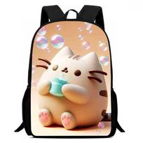 Pusheen Cat Kids Backpack Oxford Fabric Breathable Durable Lightweight School Bag For Elementary Students 14