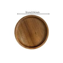 Akacijos medienos padėklas tvirtas apvalus patiekimui lengvai valomas drėgmei atsparus skirtas 10x10x1.5cm brown