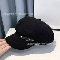 **Women Newsboy Beret Cap Solid Korean British Vintage Visor Face Slimming Hat** gray