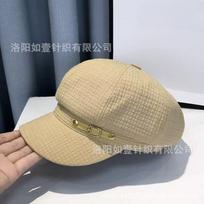 **Women Newsboy Beret Cap Solid Korean British Vintage Visor Face Slimming Hat** gray