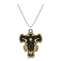 Geometriniai lydinio auskarai ir karoliai su juodo buliaus magiško riterio emblema ir dobilų dizainu Black Bull Squad,Necklace beige