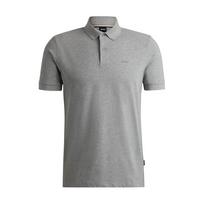 Hugo Boss logo-embroidered mélange-effect organic-cotton polo shirt 50468301041 4XL gray