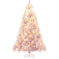 Costway 225 cm dirbtinė Kalėdų eglutė su LED šviesa, violetine