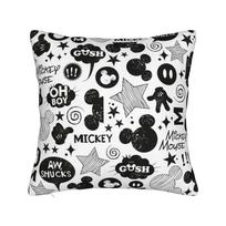Mickey and Minnie Mouse Pillowcase Polyester Cushion Cover Gift Cute Cartoon Throw Pillow Case Cover Seater Zippered 45*45cm 30cmx30cm white