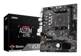 Pagrindinė plokštė MSI A520M-A_PRO (AMD A520, SAM4, MicroATX) – Outlet, išpakuota prekė, gera būklė