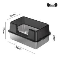 Stainless Steel Extra-Large Open Cat Litter Box with High Walls and Splash-Guard Includes Litter Scoop and Anti-Slip Mat black