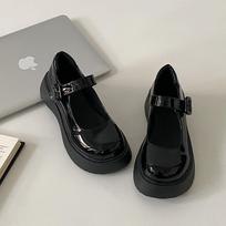 White French platform Mary Jane small leather shoes women's 2025 new summer round head versatile retro height-increasing single shoes 40 juoda