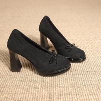 Vintage Maillard bow Mary Jane single shoes women's 2025 new small round head thick heel temperament high heels 40 juoda