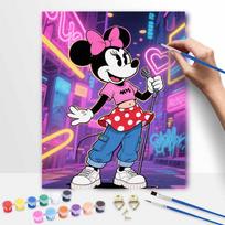 disney minnie mouse neon music digital oil painting hand painting kit diy home decoration 20x30cm black