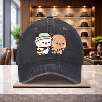 Bubu And Dudu Pattern Baseball Cap, Casual Outdoor Hat, Suitable for Men And Women, Lightweight Adjustable Size Design, Fashion One Size beige