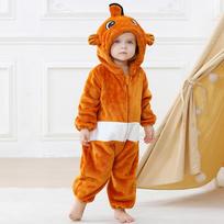 Infant Fish Kigurumi Onesie Flannel Hooded Romper Toddler Cartoon Fish Pajamas Halloween Cosplay Costume Baby Warm Jumpsuit 80 orange