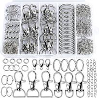 524-Piece Metal Lobster Clasp DIY Kit for Keychains, Pendants, and Ornaments gray