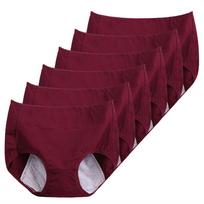 6 vnt. moteriškos didelio dydžio menstruacinės kelnaitės, aukštu liemeniu, medvilninės, nepralaidžios, minkštos, kvėpuojančios, higieninės kelnaitės moterims 3XL beige