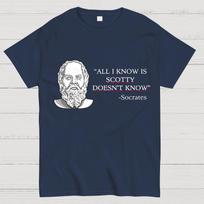 ALL I KNOW IS SCOTTY DOESNT KNOW Small Quantity Socrates Nerdy T-Shirt M tamsiai mėlyna spalva