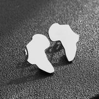 European & American Fashion African Map Gold Stainless Steel Earrings white