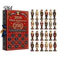 Christmas Countdown Calendar 2026 Nutcracker Advent Calendar, 24-Day Retro Soldier Figure Set, 2D Tree Decoration Flat Acrylic Hanging Decor, Holiday A black
