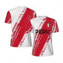 Madingi Peru Vėliavos Grafikos Futbolo Marškinėliai Vyrams Madingi 3D Nacionalinio Herbo Spausdinti Sportiniai Marškinėliai Laisvi Kvėpuojantys Marškinėliai Viršutiniai Drabužiai 6XL