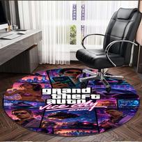 Grand Theft Auto VI Print Round Rug, Washable Floor Carpet, For Entryway Dorm Laundry Room Office Study, Home Decor Birthday Christmas Gift 120cmx120cm