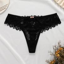 Lace Low-Rise Thong with Crossover Strap and Seamless Design Medium juoda