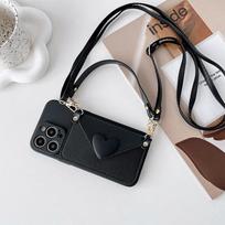 IPhone Crossbody piniginė Kortelių laikiklis Mobiliojo telefono dėklas Apple 17 Nešiojama virvelė 15 Meilė 14 Smulkios skylutės 16 Visas apsaugantis minkštas For   iPhone 17Promax gray