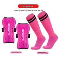 Football Protection Set: Shin Guards, Straps & Long Socks pink