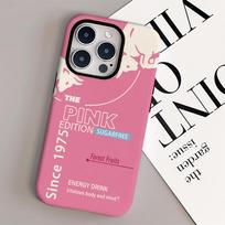 Bull energinio gėrimo sulčių raštas Telefono dėklas Plėvelės korpusas Skirta iPhone 17 16e 16 15 14 13 12 Pro Max Plus XS iPhone Air pink