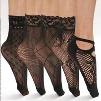 5 Pairs Vintage Lace Women'S Socks Summer Mesh Elastic Transparent Ankle Socks Lolita Women'S Versatile Fishing Net Black Socks brown