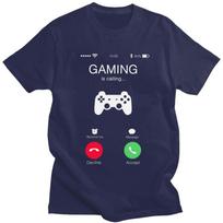 Gaming Is Calling T Shirt Unisex Short Sleeves Pure Cotton Tshirt Leisure Game Lover Tee Tops Fashion Tshirt For Husband Boyfriend 4XL blue