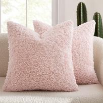 Sustiprintas garbanotos avies vilnos pagalvės užvalkalas Šilta sofa Dekoras Pagalvės dėklas 60 x 60cm rožinė
