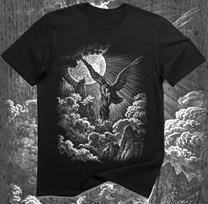 Dante Inferno Eagle T-Shirt – Gustave Doré Divine Comedy Engraving Tee S gray