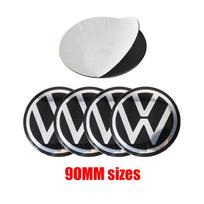 4Pcs 70/80/90/100/120mm Aluminum Car Wheel Center Hub Caps Sticker For Volkswagen VW R GTI Golf I2 5 7 Beetle Polo Passat b6 Tiguan