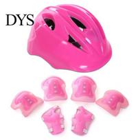 7Pcs/Set Kids Roller Skating Skateboard Ski Helmet Arm Sleeve Knee Protector Kit rožinė