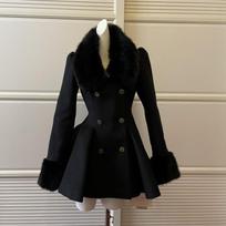 Žieminė Hepburn Juoda Kailinė Apykaklė Vilnonis Paltai Prancūziško Stiliaus Vintažinis Mišinys Lieknas Vidutinio Ilgio Viršutinis Drabužis Elegantiškas Lolita Šilti Drabužiai Naujas M juoda
