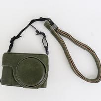 Universal PU Camera Case Panasonic Lumix ZS99 TZ99 Compact Single Shoulder Bag Protective Cover With Cushioned Strap Green white