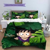 Dragon Ball Goku Patterned Pillowcase & Duvet Cover Set Simple Anime Style Bedding Bedroom Home Decor Fan Gift.-TING EU Single 135*200cm/53x79in 3pcs gray