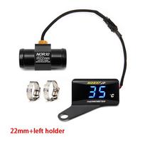 koso Digital Motorcycle Thermometer Racing Scooter Green LED digital display sensor FOR Water temperature gauge Blue-22mm-set-left black