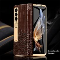 Odinis telefono dėklas, skirtas „Samsung Galaxy Z Fold 6 5 4 3 Fold6 Fold5“, auksu dengtas, magnetinis vyris, galinis dangtelis su veidrodine plėvele. For Galaxy Z Fold 5