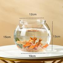 Transparent Round Ornamental Fish Tank Portable Goldfish Small Fish Bowl Pet Plastic Lightweight Desk Aquarium Bowl Home Decor beige