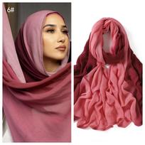 Muslim Women Big Size Gradient Viscose Hijabs Ombre Cotton Rayon Crease Headscarf Musulman Scarves Islamic Turban And Shawls pink