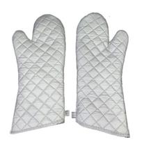 1Pair Oven Mitts Kitchen Oven Microwave Gloves High Heat Resistant Long Oven Mitts Anti-Scalding Silver Cloth Gloves Quality white