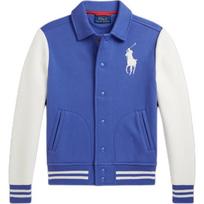 Polo Ralph Lauren Big Pony Velvet Long Sleeve Striped Cuff Baseball Jacket Kids jackets CWPOOTWY6020422-999 XL blue